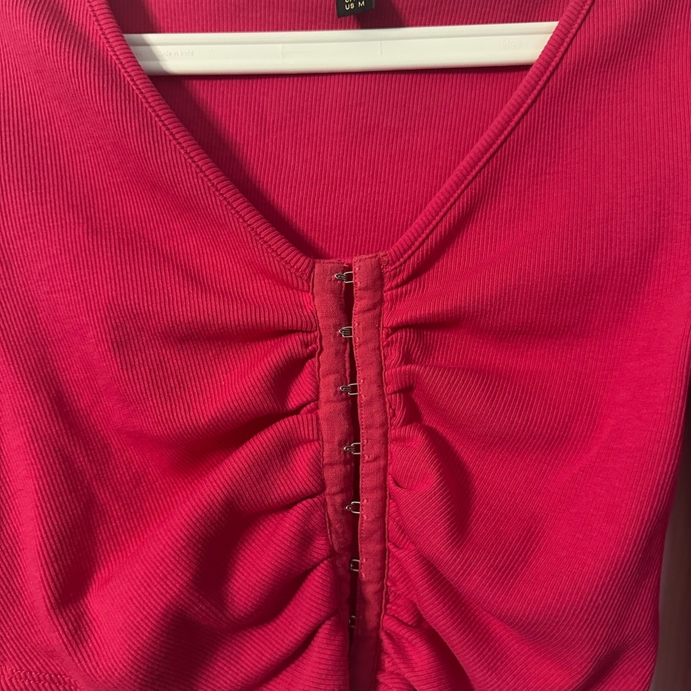 Only Red Ruched Crop Top - Picture 3 of 4